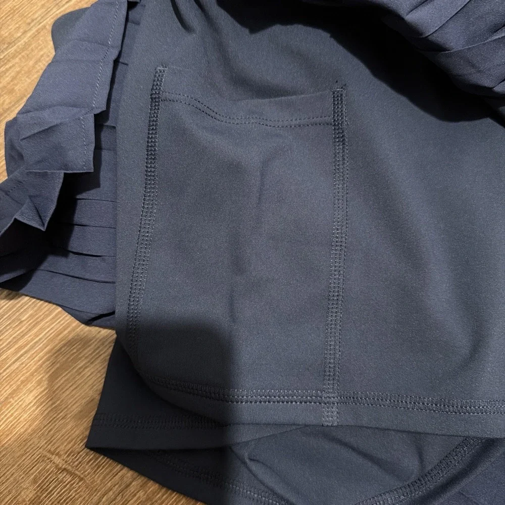 New Fabletics Skort L Womens Blue Hot Shot Pleated Lined Mini Athletic